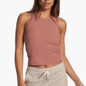 Vuori ribbed pose plyo high neck tank rose Heather pink size xs